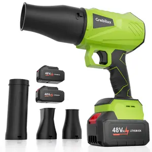 Leaf Blower Cordless, 48 V Dual Batteries, 30000 RPM Turbo Jet Blower with Extended Nozzles, Premium Lightweight Handheld Set for Lawn Care, Leaf/Car/Snow/Dust Cleaning in Patio & Yard, Green
