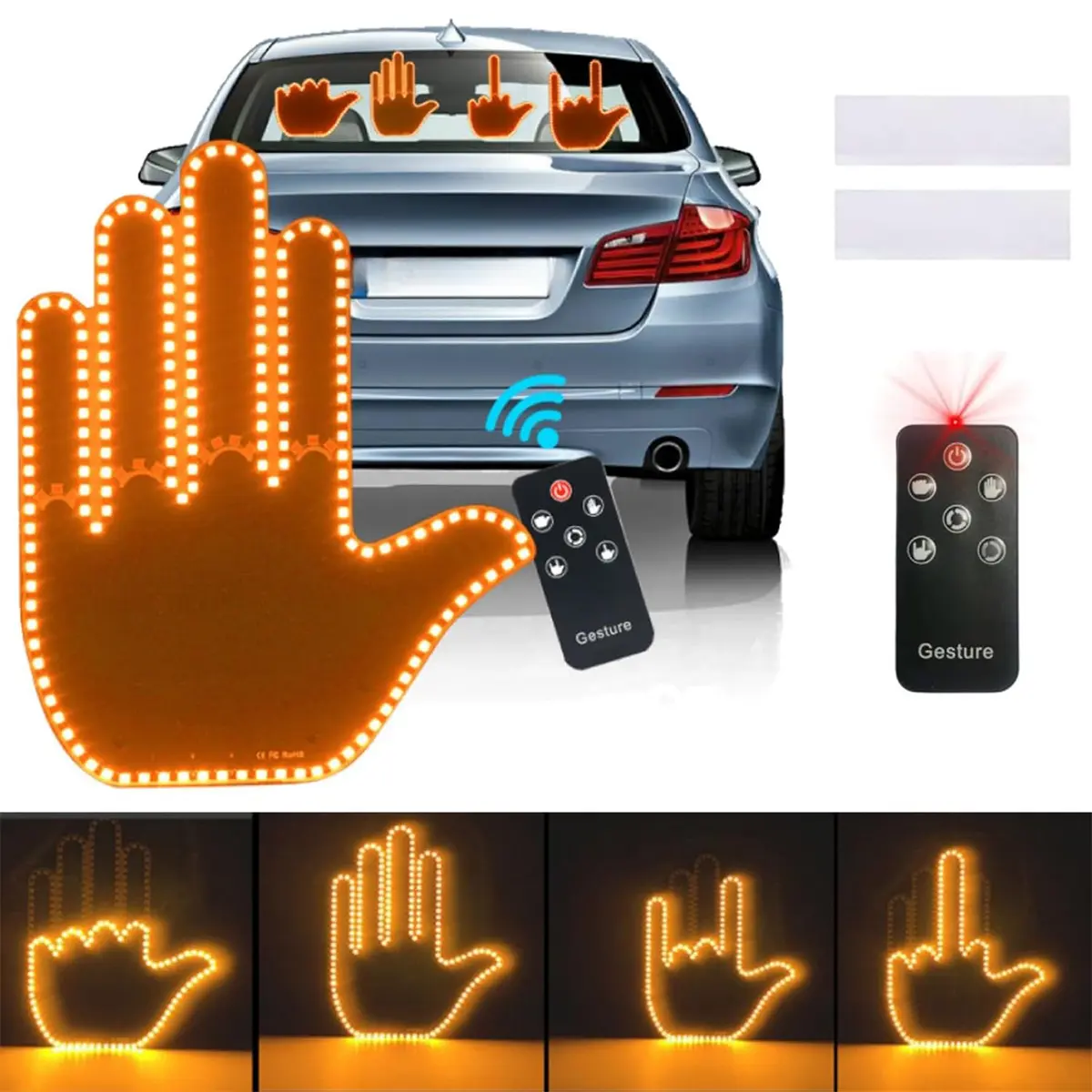 Men's Car LED Gesture Sensor Light - Dual Control via Handheld Remote & Gesture Sensing, 4 Switchable Lighting Modes, Stylish Vehicle Interior Atmosphere Decor Accessory