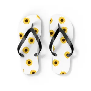 Sunflower Print Pool Beach Summer Flip Flops