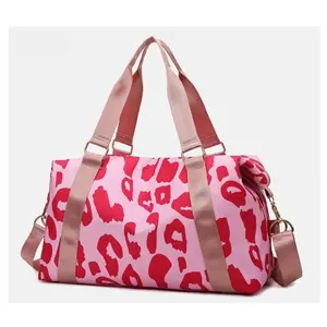 Black & White Leopard Print Duffel Bag, Vintage Y2K Crossbody Shoulder Bag, Casual Travel Everyday Storage for Women