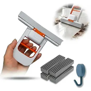 Mini Foldable Desktop Mop, Self-Squeeze Mini Mop for Kitchen Counter, Lightweight Reusable Handheld Cleaning Tool, Wet & Dry Use for Bathroom Glass Car RV Office Desk Small Spaces Window Mirror