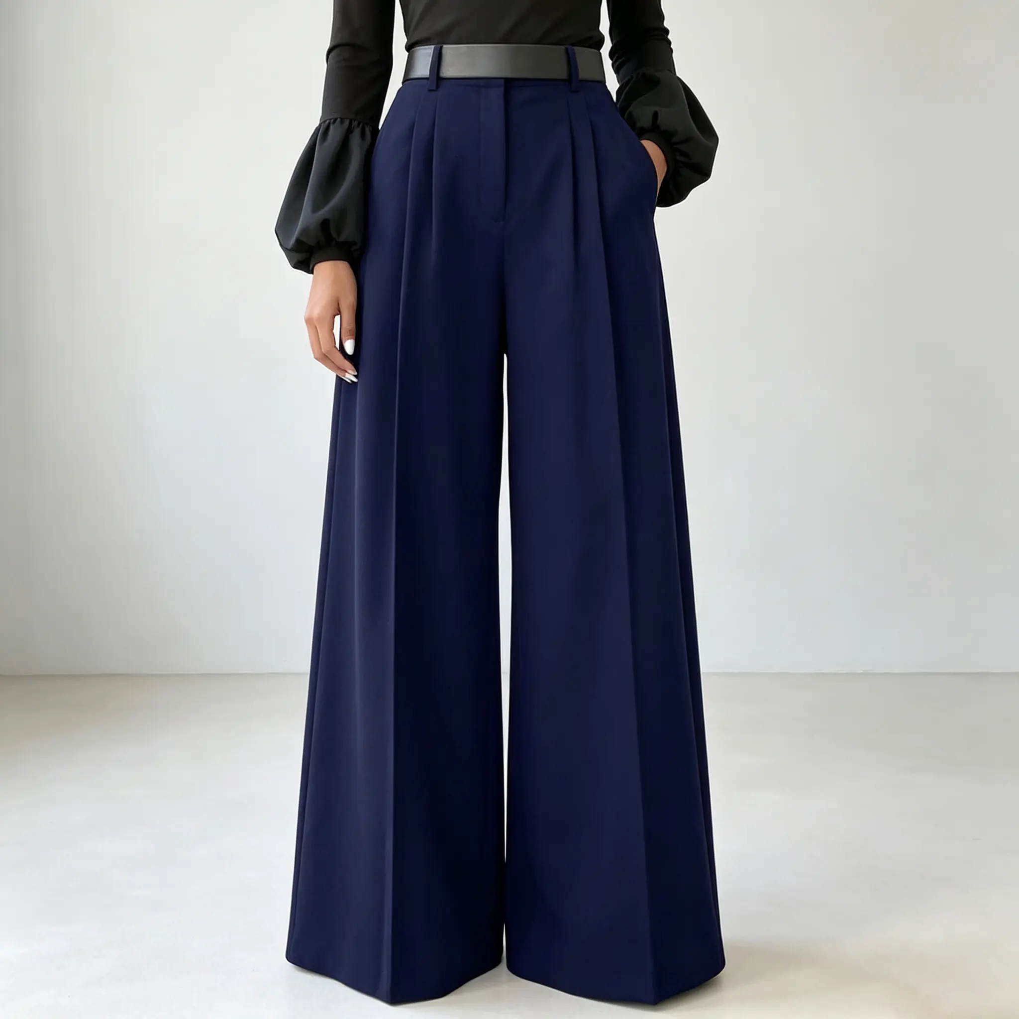 Womens High Waisted Wide Leg Pants Khaki Pleated Flowy Trousers Elegant Flared Palazzo Pants 2026 Office Casual Fashion Party Outfit Sophisticated Tailored Bottoms Effortless Chic Workwear Statement Trousers Quiet Luxury