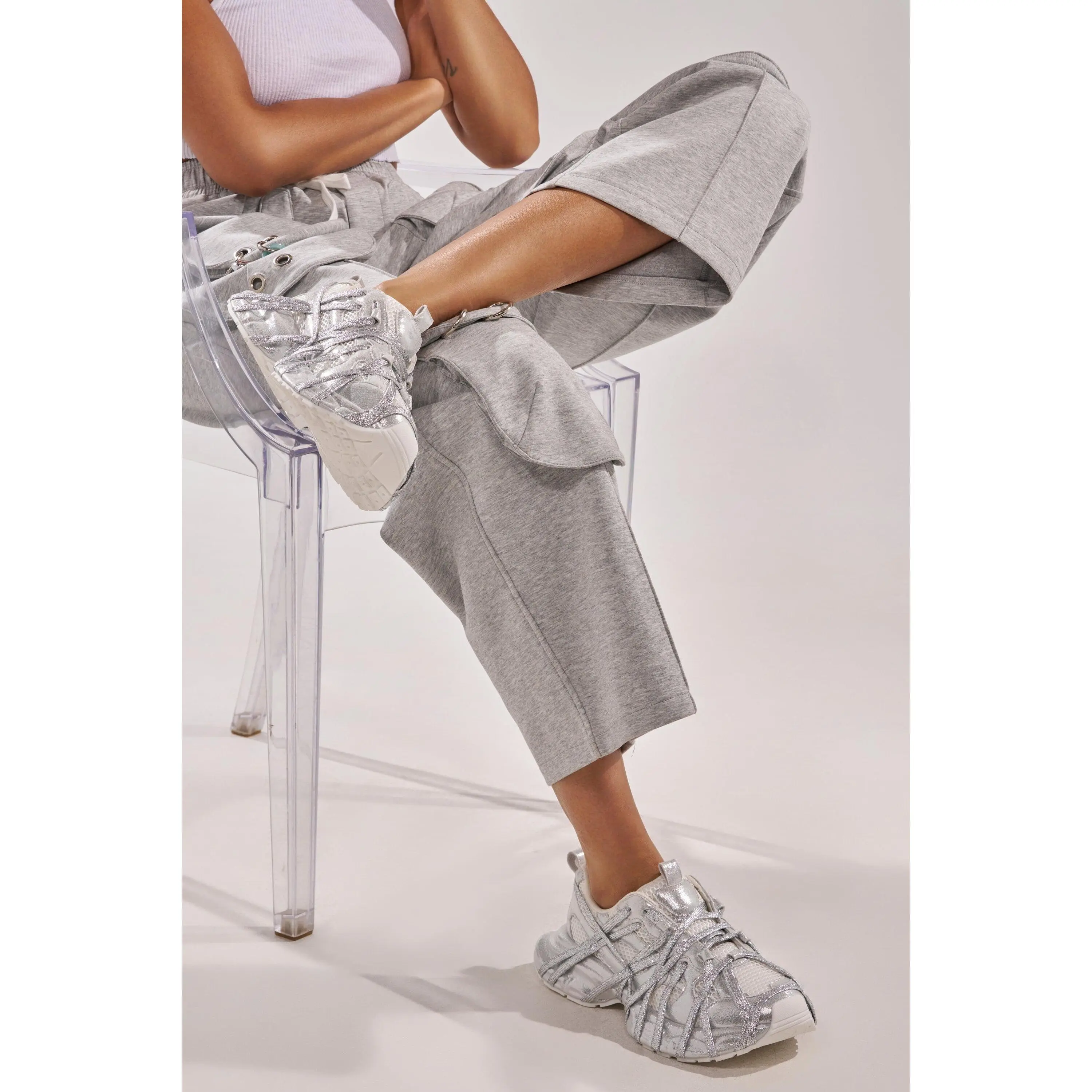 AZALEA WANG EADY SILVER EMBELLISHED BLOCK SNEAKER AZALEA WANG EADY SILVER EMBELLISHED BLOCK SNEAKER