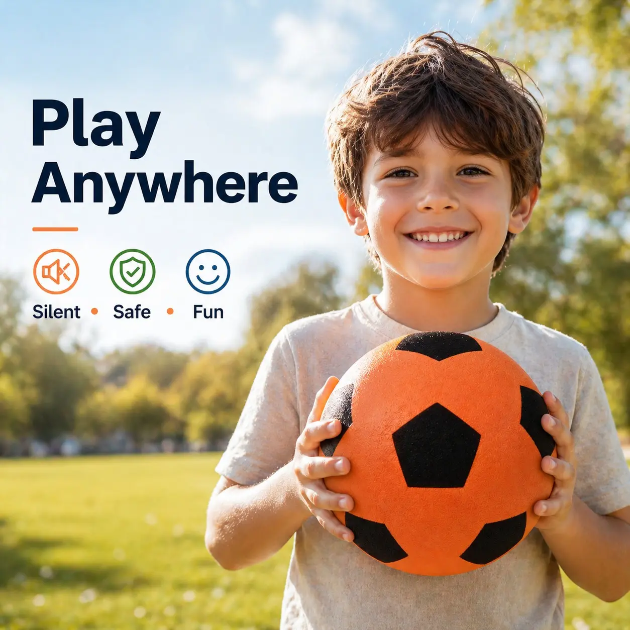 Silent Soccer Ball for Indoor Play, Soft Foam Material, No Noise Design, Kid Safe & Apartment Friendly, Ideal for Home Use, Noiseless Soccer Ball for Home, Indoor Practice Ball, Skill Trainer Ball, Soccer Equipment, Soccer Gear