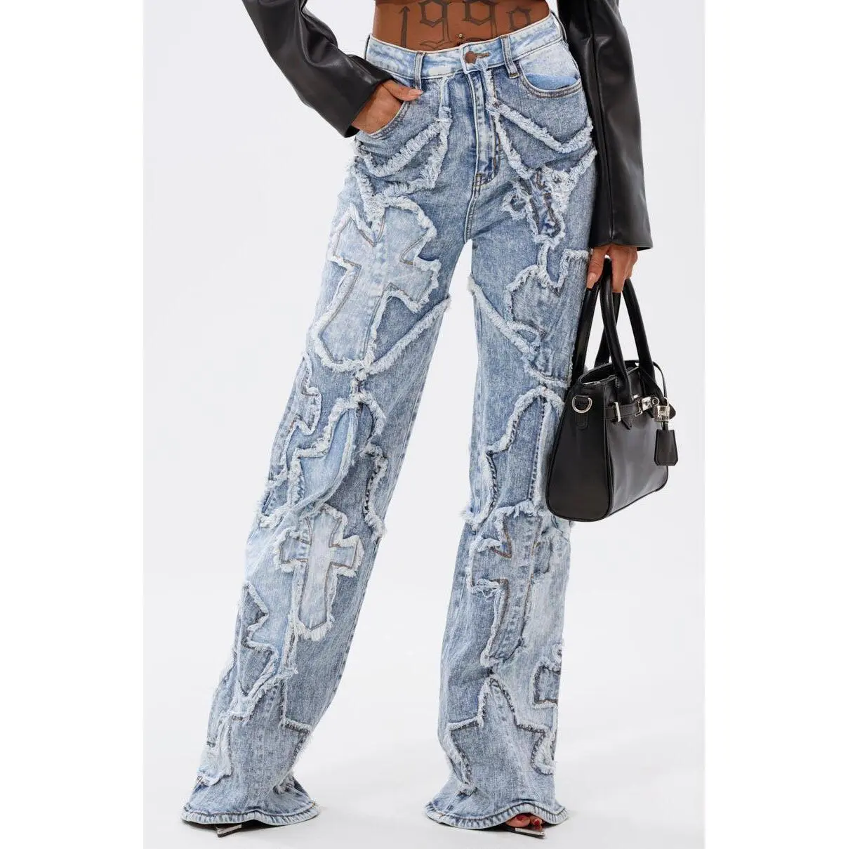 CROSSED OUT DENIM DISTRESSED PANT