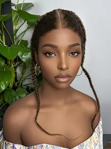 13*4 Lace Frontal Unit with Braiding, Middle Parting Side Parting Human Hair Frontal with Braiding, Fashion Accessories for Women