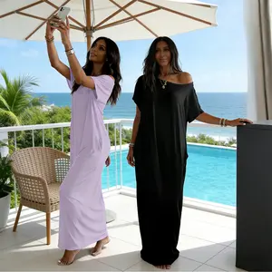 Women'S Loose Solid Color Lounge Dress Plus Size Vacation Dress Soft Non-Transparent Fabric, Relaxed Fit for Home, Women's Sleepshirt Nightgown