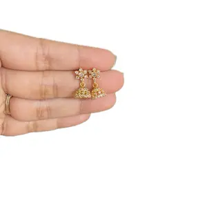 Traditional Cute Ad Pinjada Earring with Decorative Design and Gold Finish