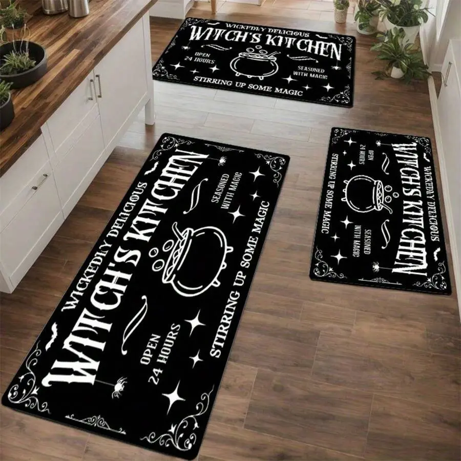 Super Cozy Witch'S Kitchen Print Flannel Kitchen Rug, Bedroom, Or Study Decor Fast Drying Anti-Slip Soft Carpet For Bathroom Shower Laundry Room Kitchen All Season Home Decor Bathr Soft Flannel Bath Mat Home Decor Gift