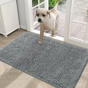 Dog Door Mat for Muddy Paws 30x20, Absorbs Moisture and Dirt, Absorbent Non-Slip Washable Mat, Quick Dry Chenille, Mud Mat for Dogs, Entry Indoor Door Mat for Inside Floor, Grey