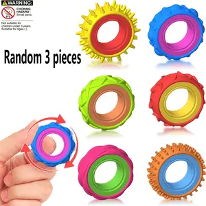 3-Piece Kids Stress Relief Fidget Rotating Ring Set, Adjustable Sensory Training Tool, Adhd Anxiety Relief, Portable Office Travel Toy, Stress Rings