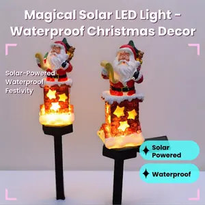 Solar Waterproof Santa Chimney Light, Automatic Photocell + Ip44 Rated, Outdoor Garden Decoration, Warm Glow Star Design, Must-Have Christmas Decor