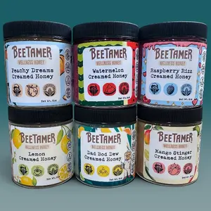 BeeTamer's Ultimate Flight Mini 6oz Sample Set 6 Unique Seasonal Varieties Raw Creamed Honey