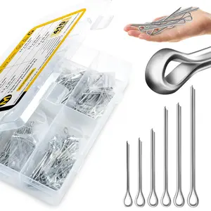 410 count Cotter Pin Assortment Kit, 6-Size Heavy Duty Metal Cotter Pins, Hardware Pins Cotter Pin Set for , Hitch Pin Lock System, Machinery, Lawn Mowers, Hitch Clips & Pins by