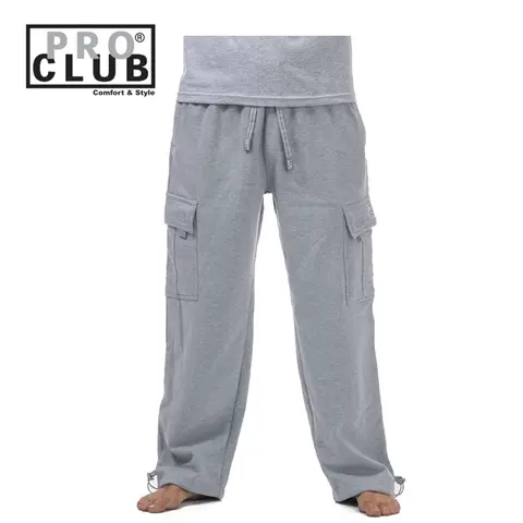 Pro Club Men's Heavyweight Cargo Sweatpants - Fleece Streetwear Menswear Classic Elastic Pocket Casual