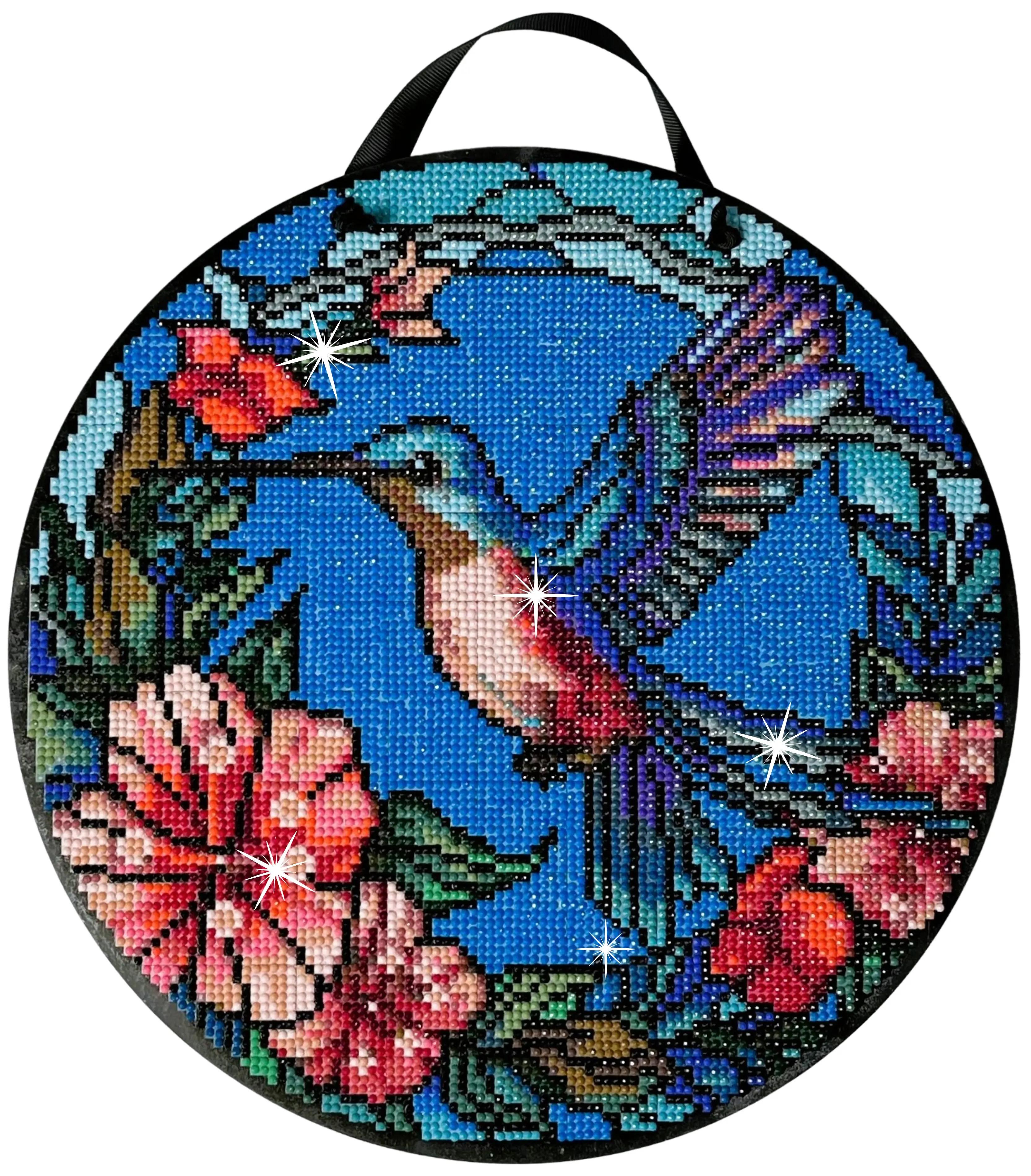 Hummingbird Diamond Painting Kit,  ROUND Drills, 12.5" Hanging Sign
