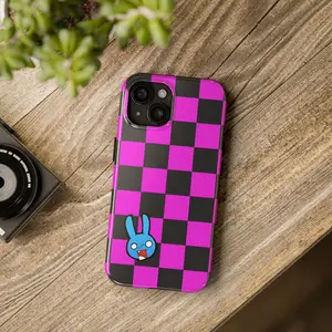 Infected like a boss regretevator bunny blue Ro.blox Checkerboard Phone Cases, Cute Design for Kids for iPhone X, 11, 12, 13, 14, 15, 16, Pro Max