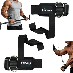 Non-Slip Lifting Straps with D-Rings for Weightlifting & Deadlifting, 10mm Neoprene Padded Wrist Wraps for Cable Machine Workout – Gym Equipment for Men Women