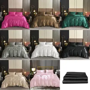 3-Piece Bedding Set, Soft Polyester Fabric, Plain Color Design, Includes Flat Sheet & Pillowcases, Multiple Colors Available, Bed Sheet Sets