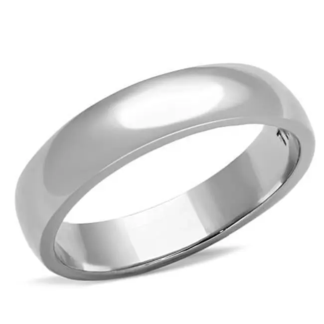 Unisex Minimalist Round Ring, High Polished Finish Solid Stainless Steel Band, Size 12