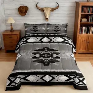 Tribal Ethnic Comforter Set,Southwestern Native American Tribal Quilt Set,Abstract Geometric Bedding Set for Kids Boys,Lightweight Duvet Insert
