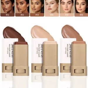 Lakerain Tinted Solid Foundation Stick - Multi-Shade Serum-Infused Formula, Hydrating & Contour-Enhancing, Smooth Blendable & Long-Wearing, Perfect for Daily Commute, Date Makeup, Photo Shoots & On-the-Go Touch-Ups