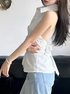 Chambray shirt for women, satin-textured, faux silk, long sleeves, new. European and American export, cross-border women’s clothing.