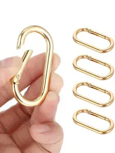 5 Pcs Oval Carabiner Snap Clip, Metal Spring Key Ring, Trigger Snap O Ring Hooks Clip Spring Keyring Buckle Heavy Oval Dog Tag Clips For Bags Purse Keychain Replacement Hanging Bag Buckle