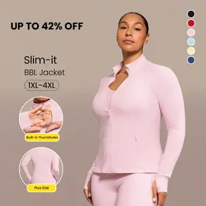 GLOWMODE Plus Size FeatherFit Slim Fit Thumbhole Jacket With Side Pockets Low Impact Yoga Pilates Studio Daily Casual Wear TikTokShopBlackFriday