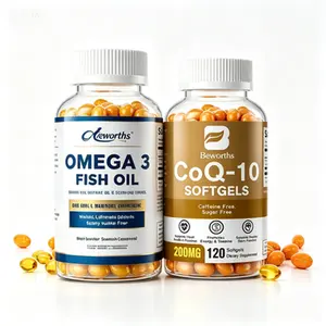 Omega 3 Fish Oil & CoQ10 Softgels Supplement Stack, Daily Nutritional Support for Active Fitness Enthusiasts, Heart & Cellular Wellness Dietary Supplement