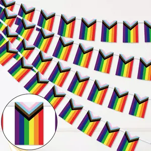 Progress Pride Flags Banner Set, 4-Piece Rainbow Design for Home & Outdoor Use, Ideal for Celebrating Diversity & Inclusion
