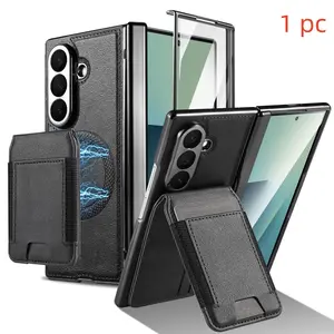 Luxury PU Leather Wallet Protective Case for Samsung Galaxy Z Fold 7/6/5/4/3, Stand & Card Slot Design, Flip Cover Back Protection