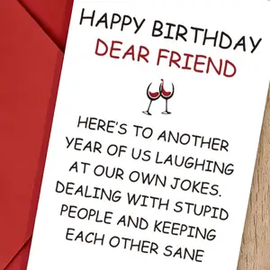 1PC Humorous Birthday Greeting Card, Positive Message Card for Best Friend - "Another Year of Laughing at Our Own Jokes & Keeping Each Other Sane" for Your Ride-or-Die Bestie, Soul Sister | Perfect for Birthday Celebrations, Friendship Milestones