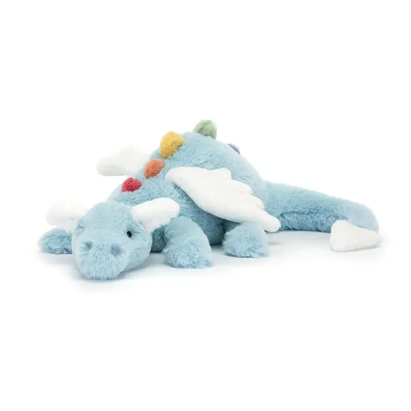 Jellycat Sky Dragon Stuffed Animal - Cute Blue Dragon Plush Toy with White Wings, Ultra Soft Fantasy Cuddle Buddy for Collectors & Gifting