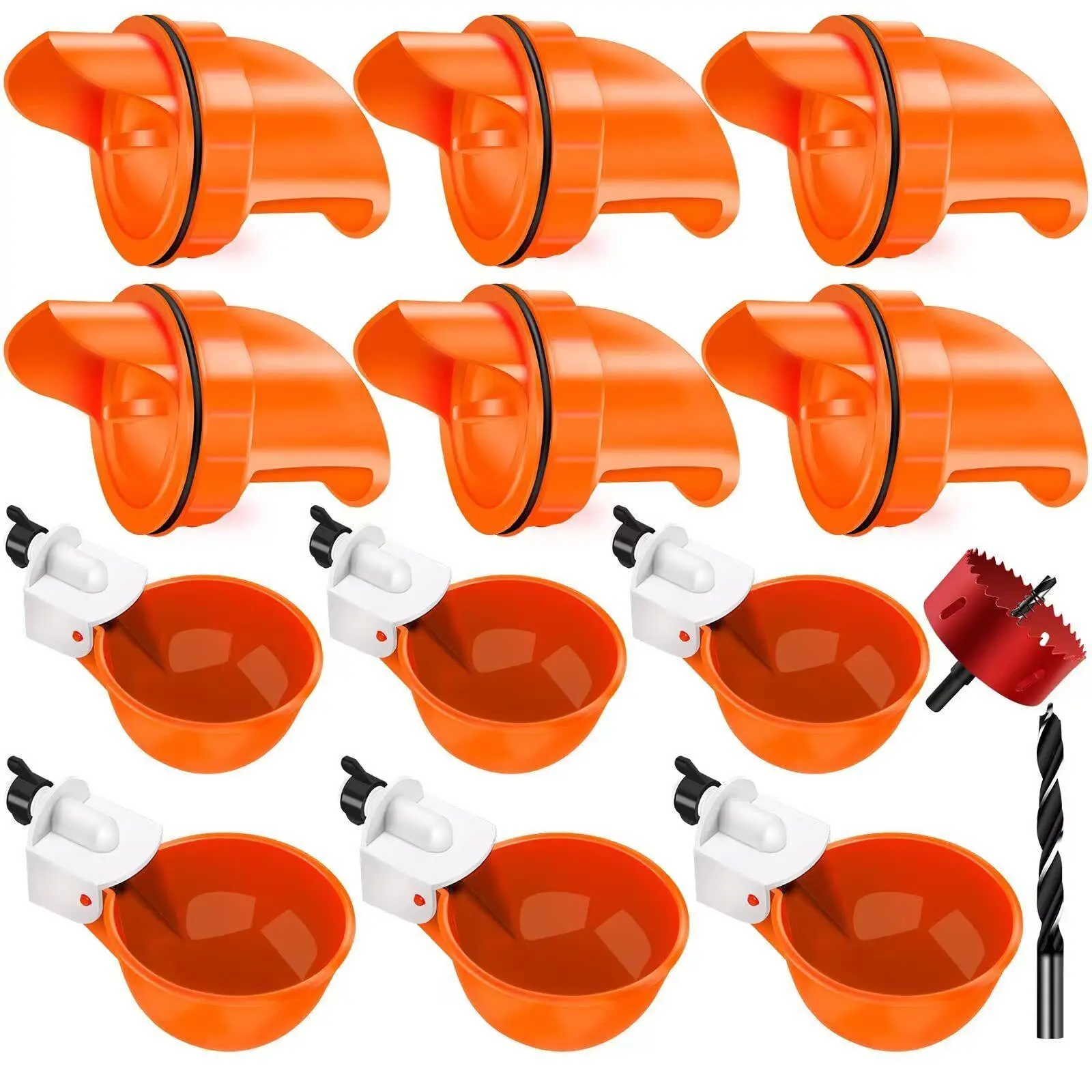 DIY Chicken Feeders No Waste, Automatic Chicken Feeders and Waterer Set, 6 pcs Poultry Feeder 6 Automatic Chicken Water Feeder, Rodent Proof Rain Proof Poultry Feeder Kit