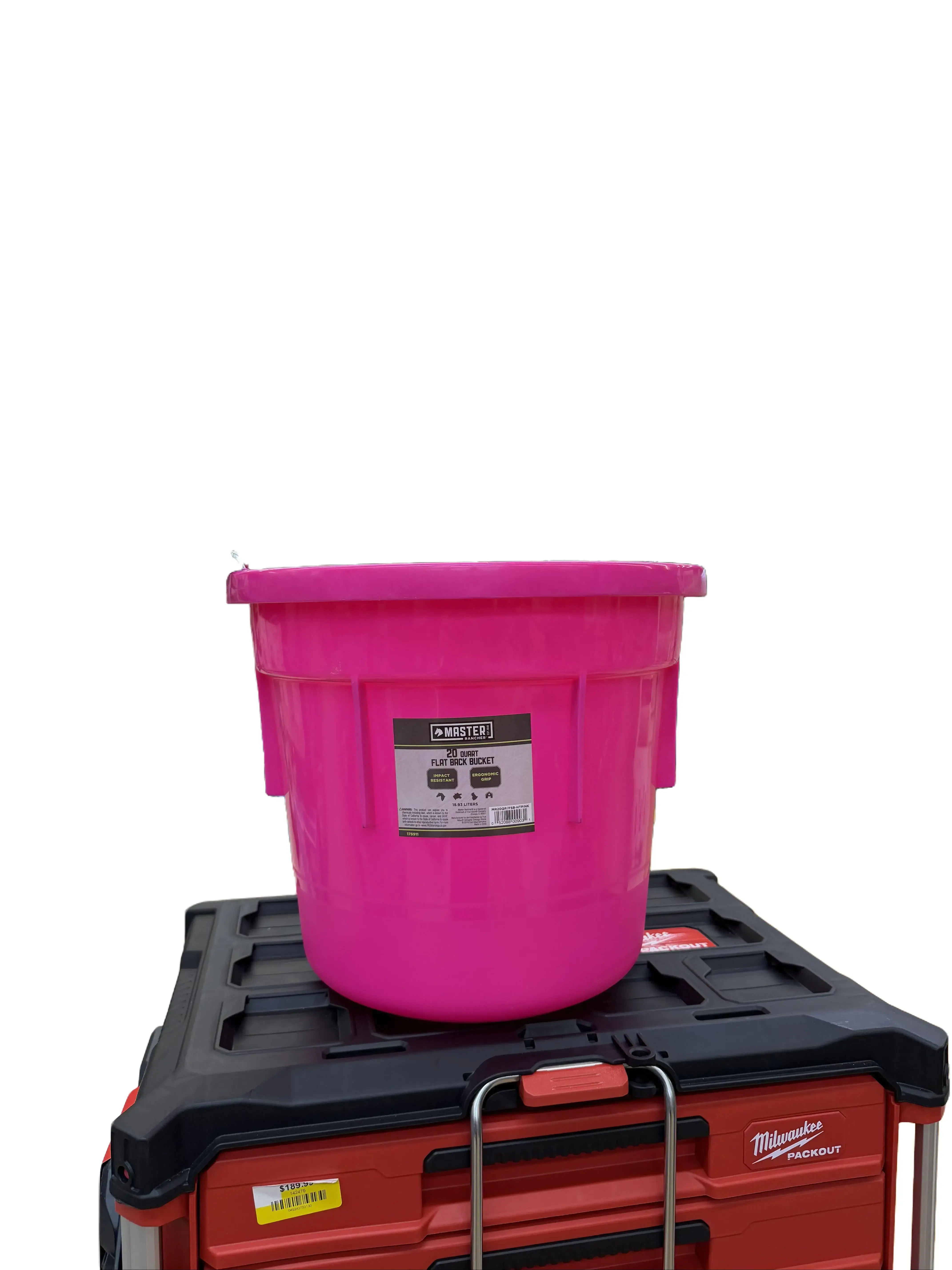 Plastic Polyethylene Utility Bucket - Flat-Sided, Hot Pink, 20-Qt Farm Animal & Poultry Feeding Tool