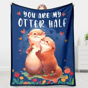 Anniversary Blanket Gifts for Her or Him, Wedding Anniversary Presents for Wife Husband, Girlfriend Boyfriend Gifts, Birthday Valentine's Day Gifts for Her, Otter Throw Blanket 50" × 60"a