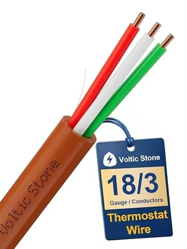 18/3 Thermostat Doorbell HVAC Wire, True Gauge 18 AWG 3 Conductor Solid Copper Control Cable, ETL Listed CL3R/CMR Riser Rated Flame-Retardant, RoHS, for 0-30V Low Voltage Systems - 100FT