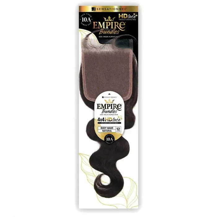 Sensationnel Empire Bundles 100% Human Hair 4X4 HD Lace Closure - BODY WAVE