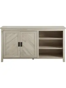 Walker Edison BU58MIL2DBH 58 in. 2 Door Angled Groove Sideboard, Birch