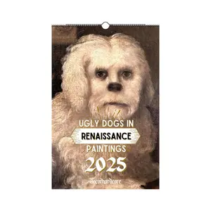 Ugly Dogs In Renaissance Paintings 2025 Monthly Calendar, Cursed Dog Meme, Medieval Funny Dog Portrait Art Drawing Quirky Novelty Gift