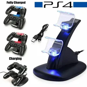 PS4 Controller Dual USB Charger LED Dock Station Charging Stand for PlayStation4 Fully Charged Secure Storage 2-4 Hours Charging Time Compatible with PS4 Controllers