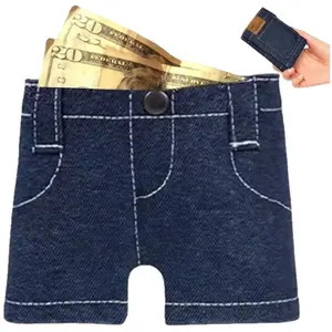 Denim Shorts Style Wallet, Fashion Unique Coin Purse, Daily Money Storage, Stylish Accessory, Perfect for Trendsetters, Denim Fabric Mini Wallet, Casual Trendy Wallet