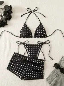 Women's Polka Dot Bikini Set | Halter Two Piece Swimwear for Beach & Summer Vacation