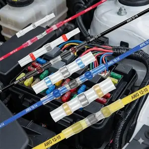 Heat Shrink Wire Connectors Kit, 50 Pcs Waterproof Insulated Terminals for Electrical Repair, Automotive DIY Cable Connectors with Crimping Tool, Wire Splice Connectors for Home and Car Use