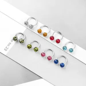 C Shape Nose Ring, Stainless Steel Leopard CZ Nose Stud, Piercing Jewelry