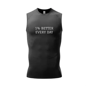 Compression Dri-Fit Reflective Sports Shirt Sleeveless Athletic Tops Motivational Quotes Breathable Fabric Universal Sports Type Black