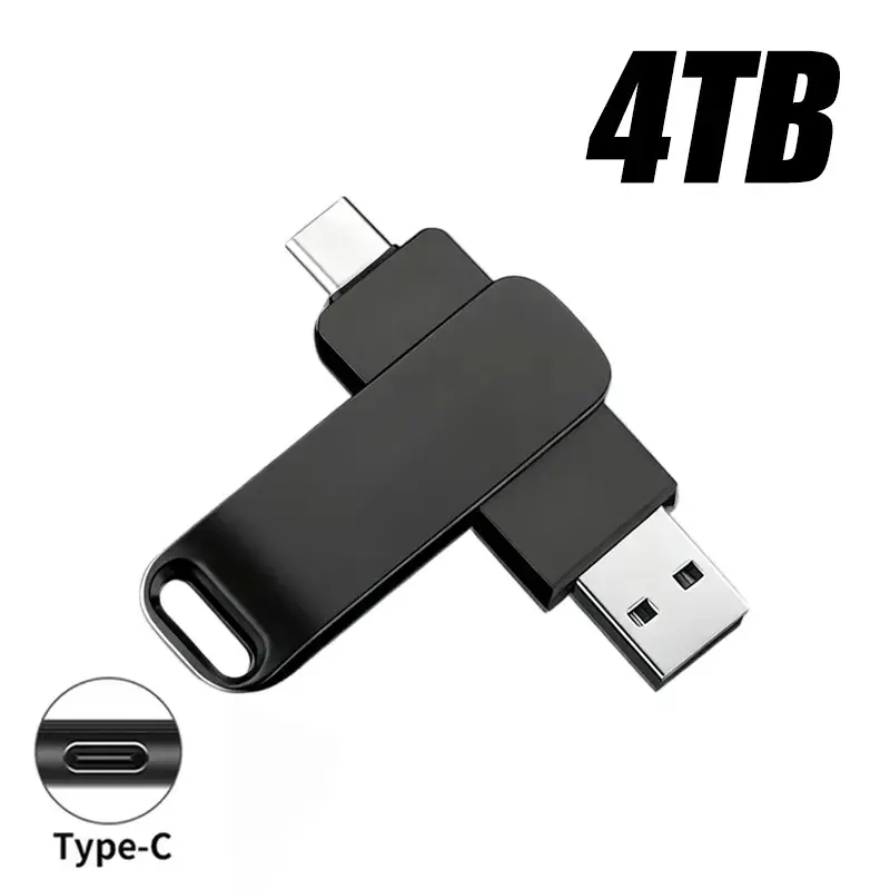4TB USB 3.2 Flash Drive, 520MB/s High-Speed 2-in-1 Type-C Multi-Device OTG Adapter, Waterproof Large Storage for Phone & Computer Data Storage, Multi-Device Otg Adapter Flash Drives, Usb 3.2 Flash Drives