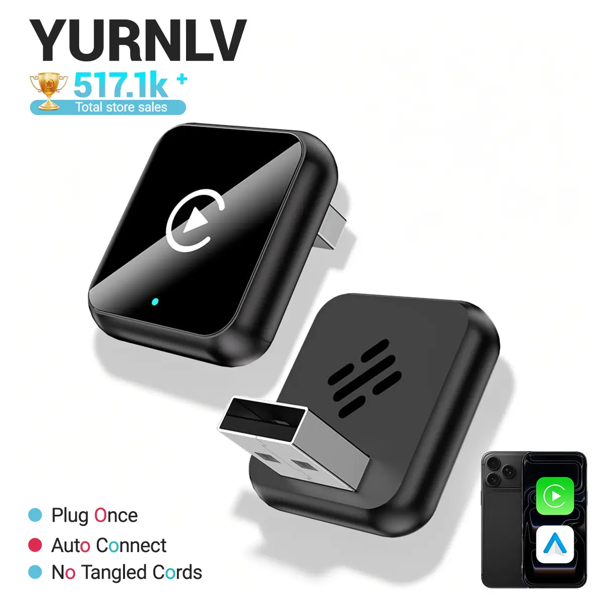 【Summervibes】Yurnlv 2026 Wireless carplay Adapter for iPhone/Android ,Hands-Free Call wireless adapter Electronic Charger carplay dongle