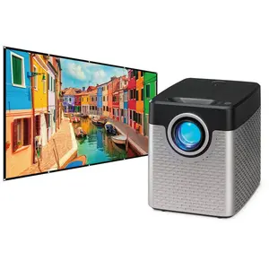 GPX LED Mini Portable Projector 1280 x 720 with 1600 Lumens, Bluetooth, 120 Inch Soft Projection Screen & Remote Control - Complete Home Theater For Home Entertainment, FIFA World Cup, All Sports & Movies